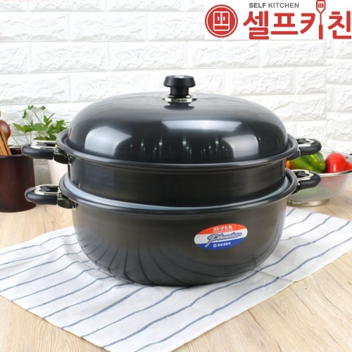 경질찜솥 2단 찜솥 찜기 떡시루 실리콘바킹 고무패킹 수육 해물 물솥1+채반1